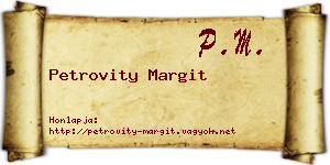 Petrovity Margit névjegykártya